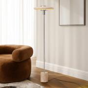 Lindby vloerlamp Branford, retro, beige, metaal/travertin