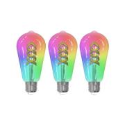 LUUMR Smart LED Filament Set van 3 E27 ST64 4W RGB helder Tuya