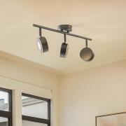 Lindby spot Jyla, zwart, 2700 K, 3-lamps, GX53
