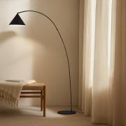 Lindby booglamp Triangolo, zwart, hoogte 195 cm, metaal E27