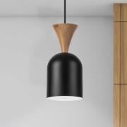 Hanglamp Nolan, Ø 11 cm, zwart/eiken, metaal/hout