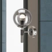 Wandlamp Rollo, Ø 15 cm, rookgrijs, glas/metaal