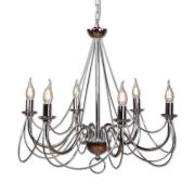 Kroonluchter Retro in zilver, 6 l-lamps, 120 cm