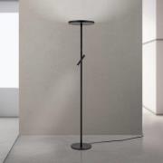 LED vloerlamp Teide, zwart, metaal, leeslamp, dimmer