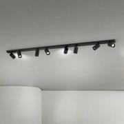 Plafondspot Sean, zwart, 8-lamps, staal, aluminium, GU10