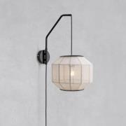 Wandlamp Asuka, Ø 27 cm, beige/zwart, stof/metaal
