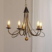 Kroonluchter Milvia, 5-lamps, bronskleurig, metaal