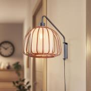 Lindby wandlamp Davella, Ø 26 cm, zwart, bamboe, textiel