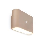 LED wandlamp Chat, beige, 16 cm, kunststof, sensor