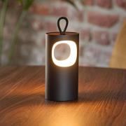 LED tafellamp Lunari, zwart, 16 cm, metaal, CCT IP44