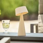 LED tafellamp Solino, beige, zonne-energie/USB, 26 cm, IP44