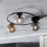Plafondlamp Ascella, 3-lamps, zwart/kleurrijk