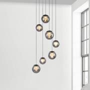 PURE LED hanglamp Popup, grijs/rookgrijs, Ø 40 cm, 7-lamps.