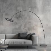 PURE LED vloerlamp Loop-Bow, zwart, reikwijdte 290 cm, CCT