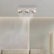 PURE LED plafondspot Cup, wit, lengte 56 cm, metaal, 3-lamps.