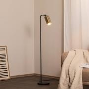 Vloerlamp Emek 4081, zwart, kap antiek goud