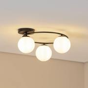 Plafondlamp Sopra, opaalwit/zwart, glas, E14