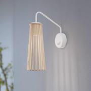 Wandlamp Dover, wit/licht hout, 1-lamp