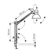 LED klemlamp MAULstudy, wit, staal, hoogte 44 cm, E27