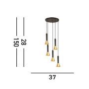 Hanglamp Signal, Ø 37 cm, zwart/goudkleurig metaal, 5-lamps