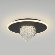LED plafondlamp Deluge, zwart, Ø 32 cm, metaal/acryl