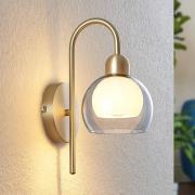 Lucande Mylah wandlamp met glazen kap, messing