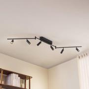 Lindby LED plafondlamp Eldrin, 6-lamps, spots, zwart