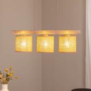 Hanglamp Forest, 3-lamps, hout licht, jute naturel