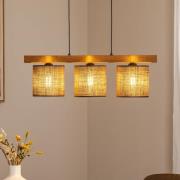 Hanglamp Forest, hout licht/zwart, jute bruin, 3-lamps
