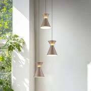 Helestra LED hanglamp LUK, 3-lamps, bruin, dimbaar
