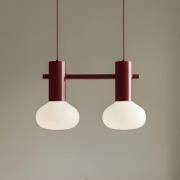 Hanglamp Flo, rood, 2-lamps, glas