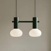 Hanglamp Flo, groen, 2-lamps, glas