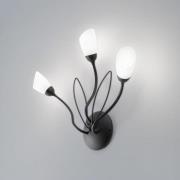 Wandlamp Gloriosa, zwart, glas, 3-lamps