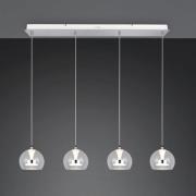 LED hanglamp Flynt, lengte 97 cm, chroomkleurig metaal, 4-lamps.