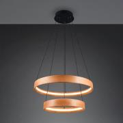 LED hanglamp Lynwood, Ø 60 cm, houtkleurig, hout, 2-lamps.