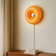 Lindby LED-tafel-/wandlamp Fjora, oranje/chroom, Ø30cm, dimbaar.