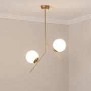 Hanglamp Dolunay, 43 cm lang, 2-lamps, goudkleurig, E27