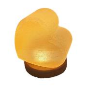 Zoutlamp hart, houten voet, USB-aansluiting, barnsteen