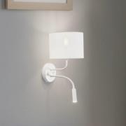 Wandlamp roller, wit, stof, leeslampje
