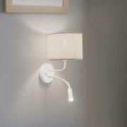 Wandlamp Roller, katoen ruw wit, wit, met leeslampje