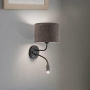 Wandlamp Roller, snoer donkergrijs, zwart, met leeslampje