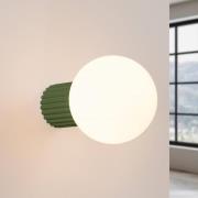 wandlamp ORBI, olijfgroen, glas/metaal, Ø 12 cm, IP44, G9