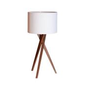 By Rydens tafellamp Vega, notenhout/wit, 55 cm, hout, textiel