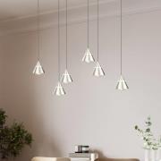 LED hanglamp Romeo, lengte 75 cm, nikkelkleurig metaal, 6-lamps.