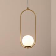 Hanglamp Mudoni, goud/wit, glas, metaal, E27