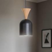 Hanglamp Nolan, Ø 11 cm, zwart/eiken, metaal/hout