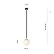 Hanglamp Royal, opaalwit/zwart, glas, E14