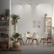 Plafondspot Tapp, beige, lengte 48 cm, 3-lamps, metaal GU10