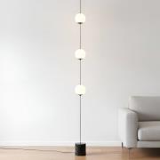 Lucande LED vloerlamp Sphere, zwart/opaal, glas, dimbaar