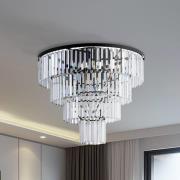 Plafondlamp Cristal, transparant/zwart, Ø 71 cm